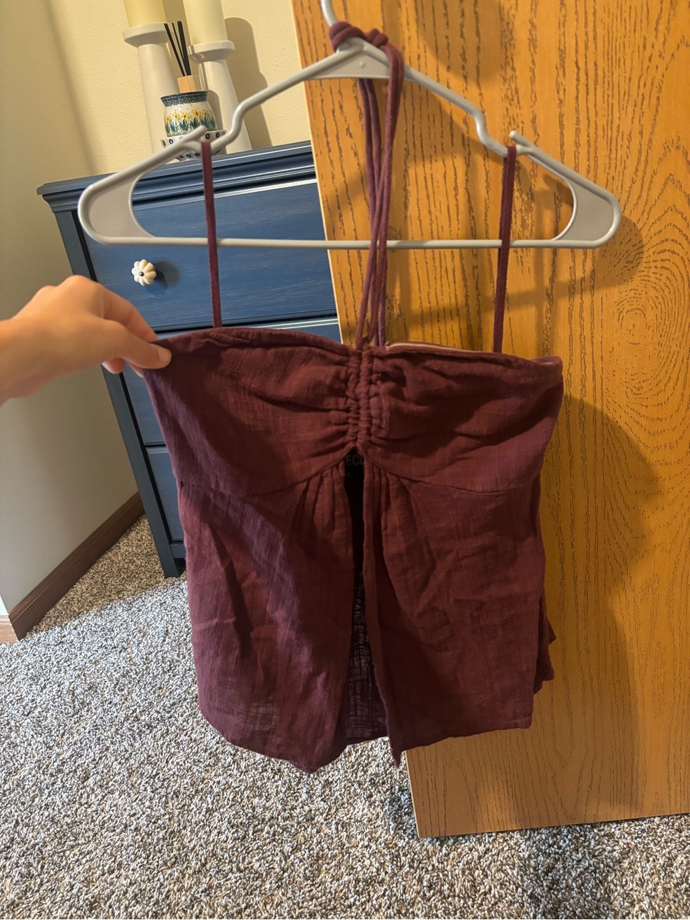 Urban Outfitters Maroon Crop Top with Spaghetti Straps